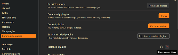 community plugins with red folder icon screenshot